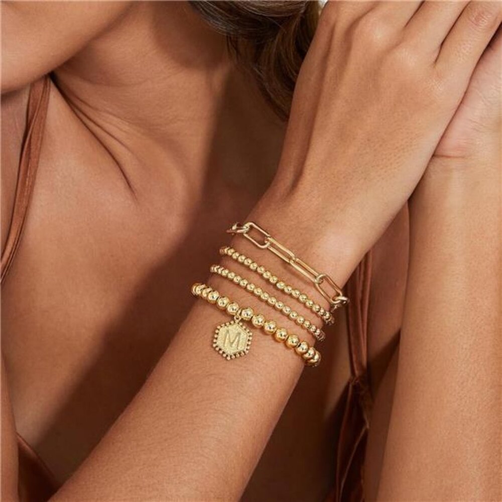 Stackable Bracelets 14k Real Gold Plated Stretch … - image 2